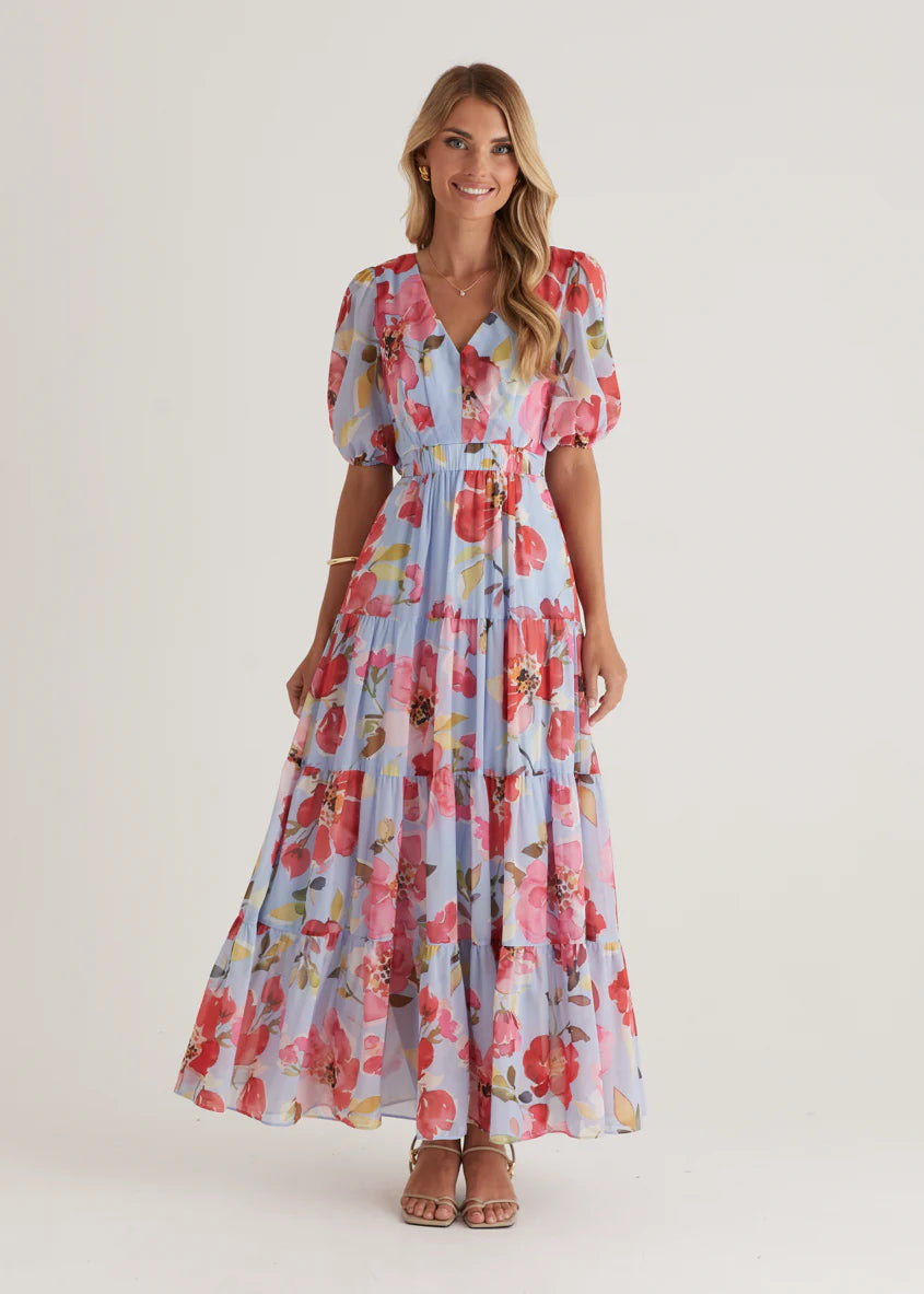 Casablanca Maxi Dress - Blue Floral