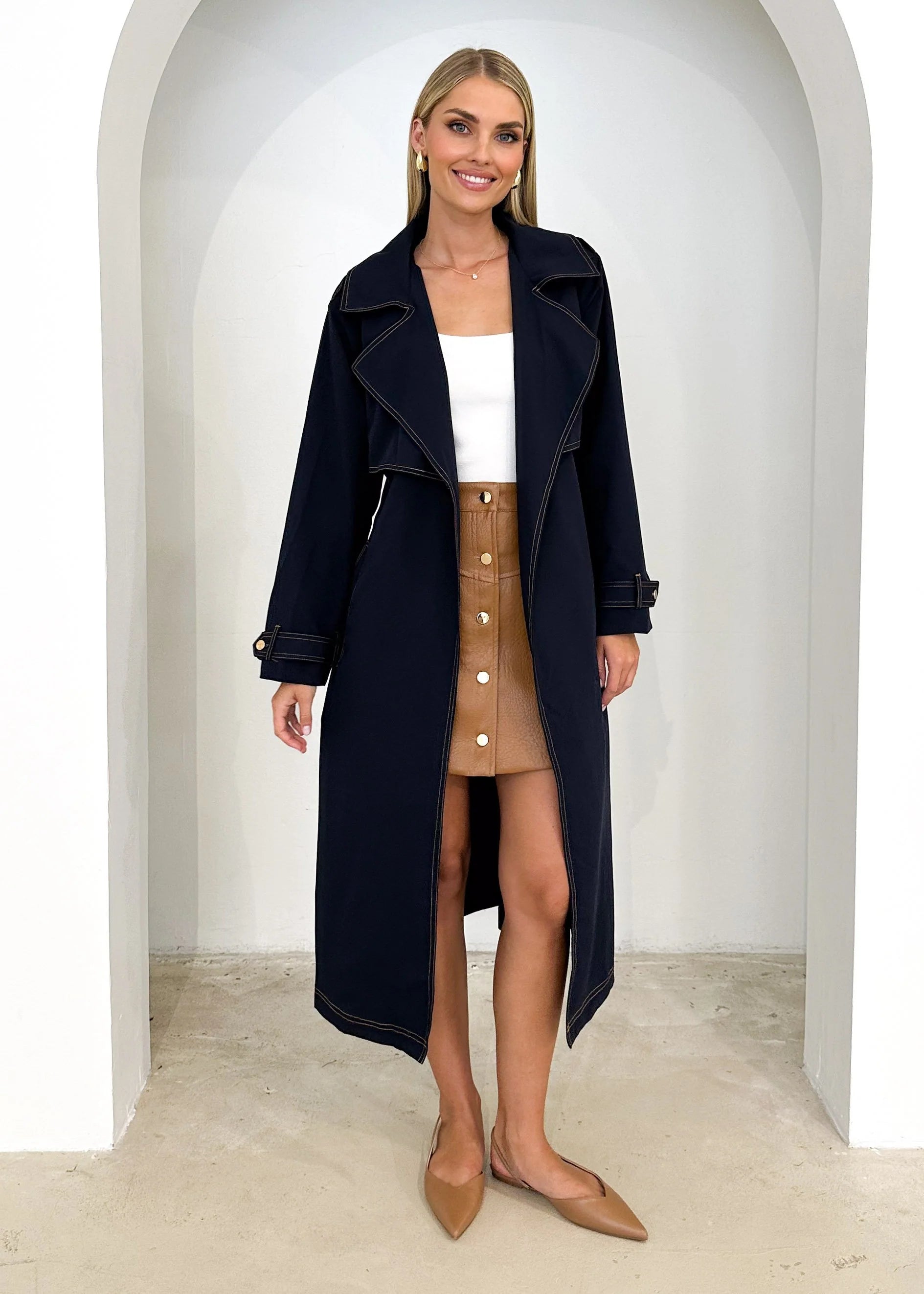 Jaidie Trench Coat - Indigo