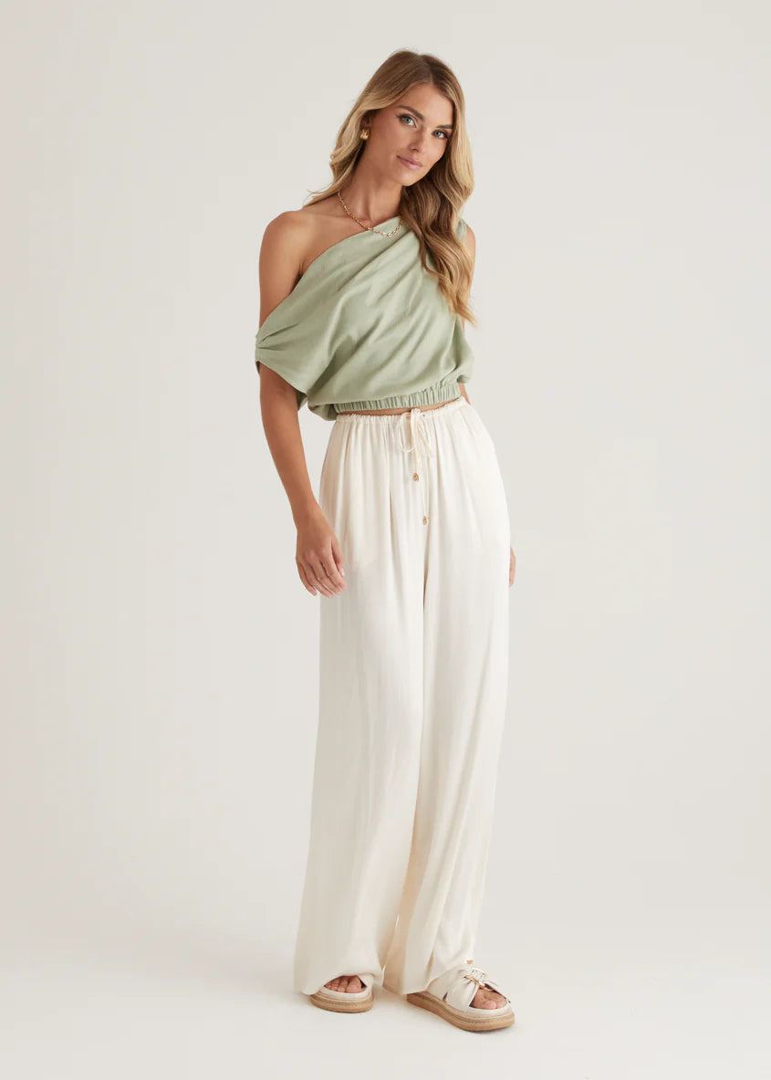 Emiko One Shoulder Crop - Sage