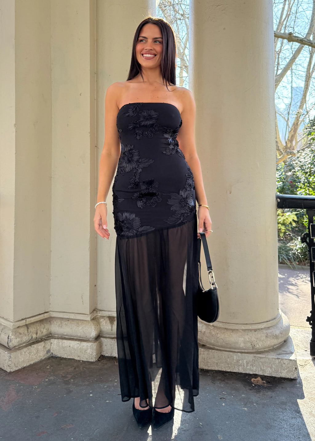 Prairie Strapless Maxi Dress - Black