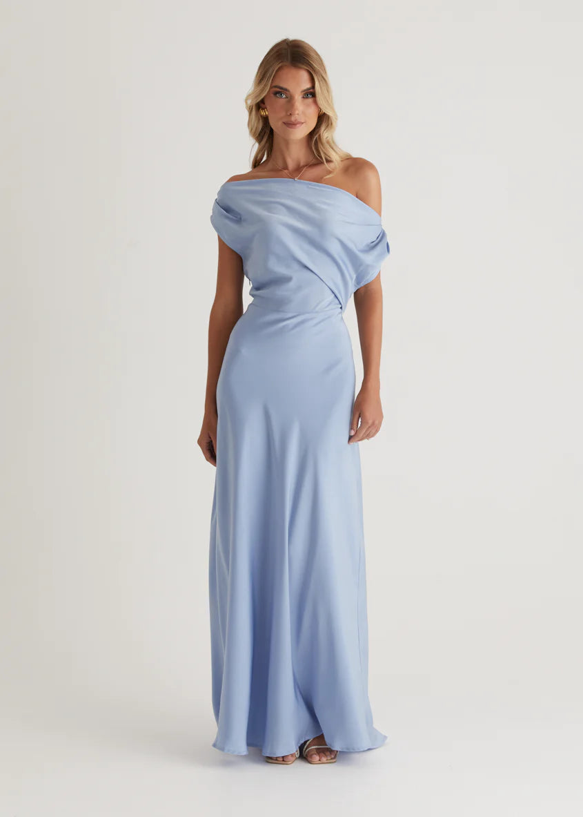 Rae Off Shoulder Maxi Dress - Sky Blue