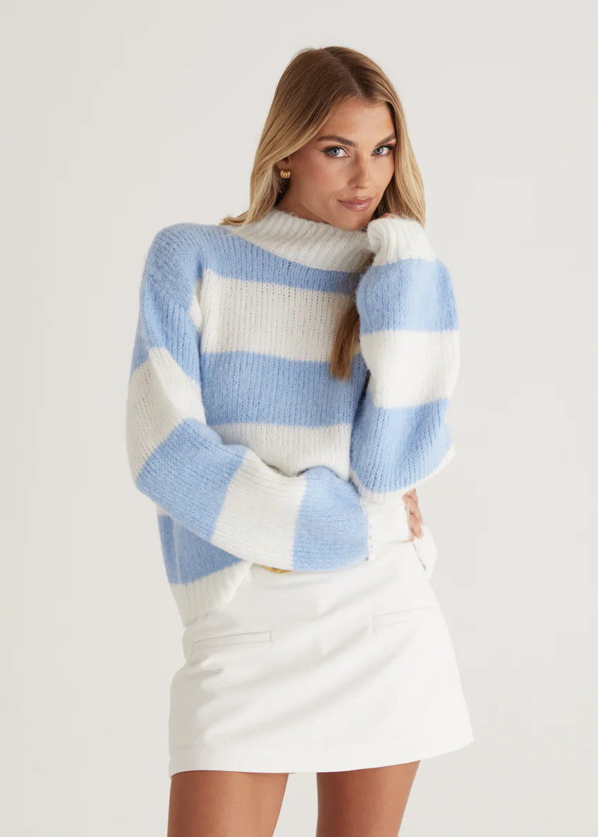 Sherpa Sweater - Blue Stripe