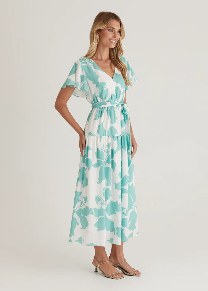 Vino Midi Dress - Green Floral