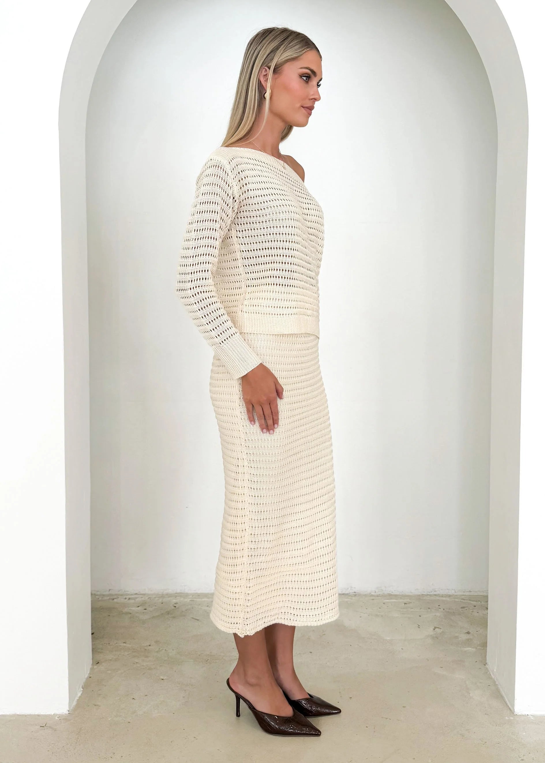 Juna Midi Skirt - Cream