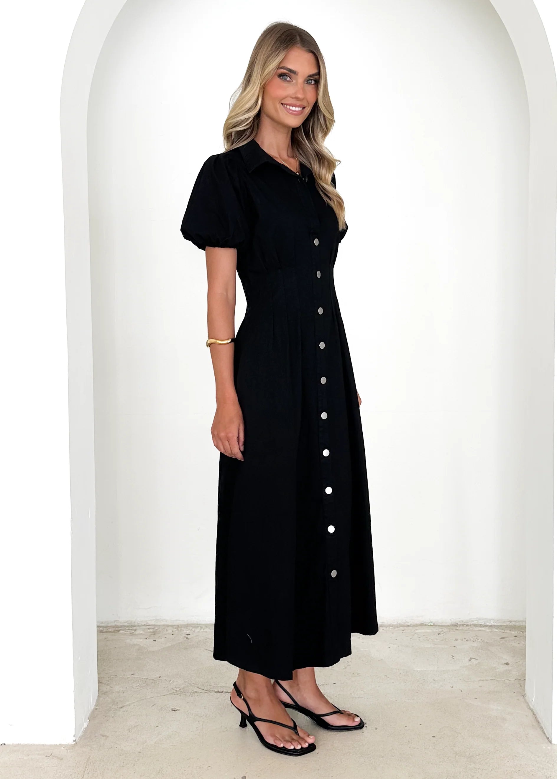Acer Denim Midi Dress - Black