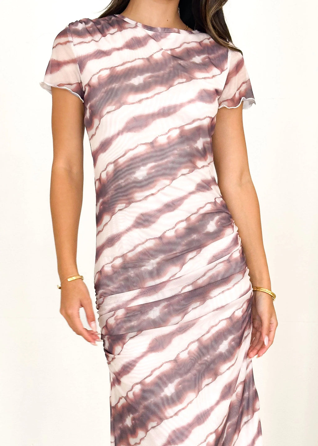 Sylvia Mesh Maxi Dress - Choc Dye