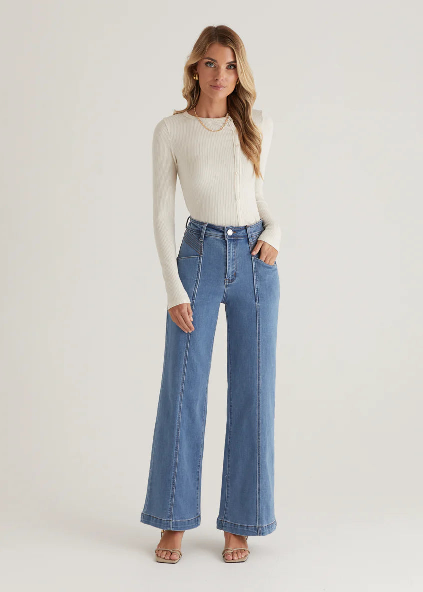 Jess Stretch Wide Leg Jeans - Light Blue