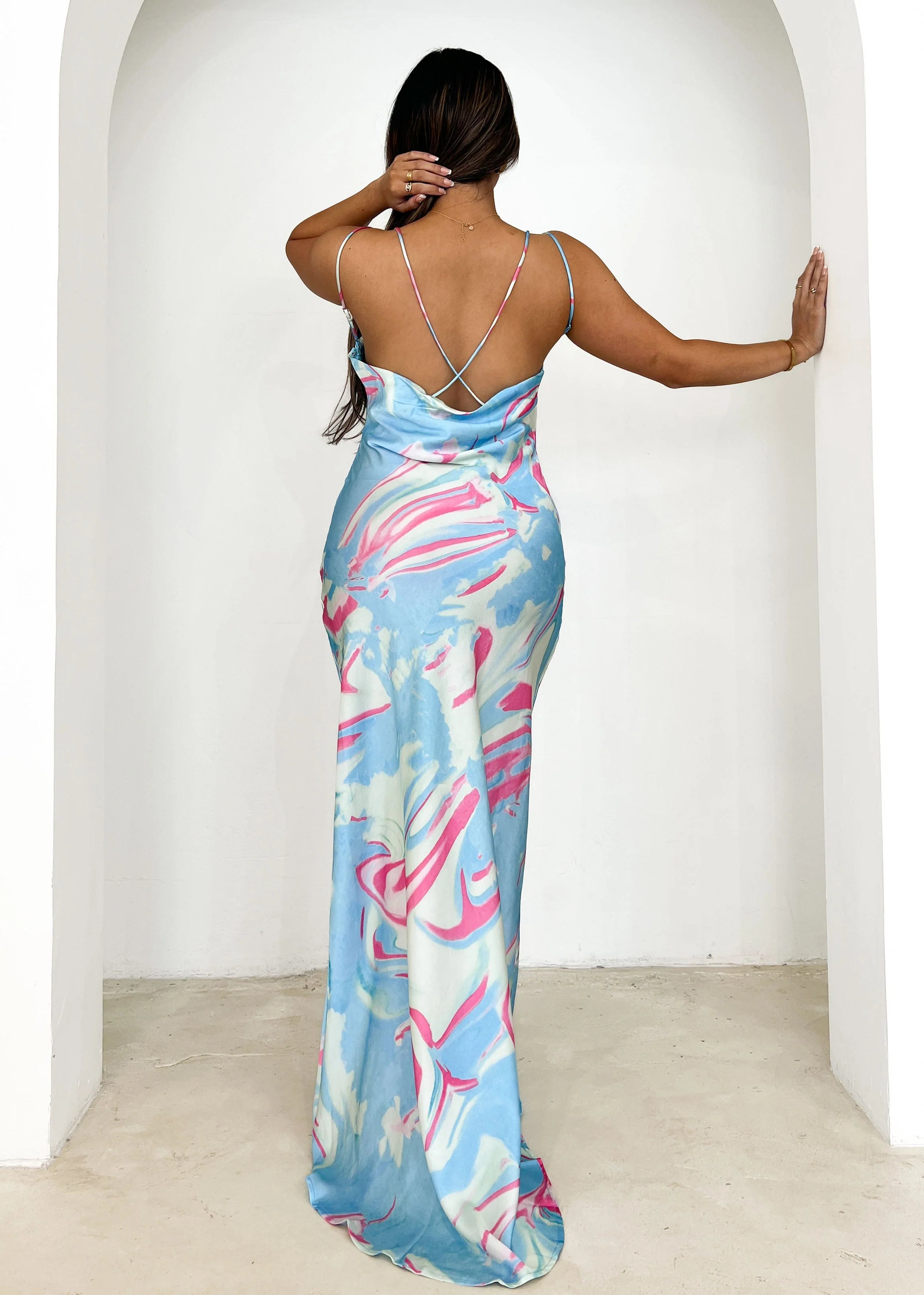 Vista Maxi Dress - Sky Blue Swirl