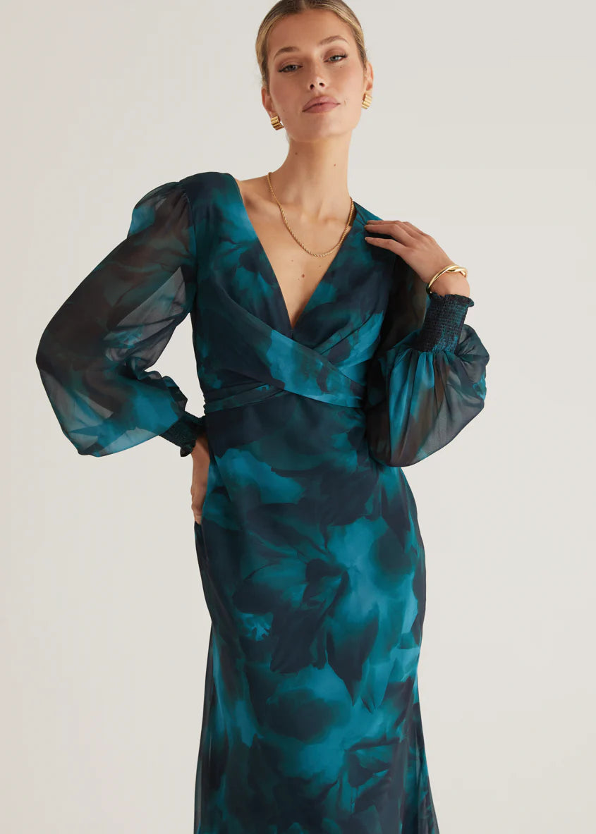 Camellia Midi Dress - Deep Lagoon