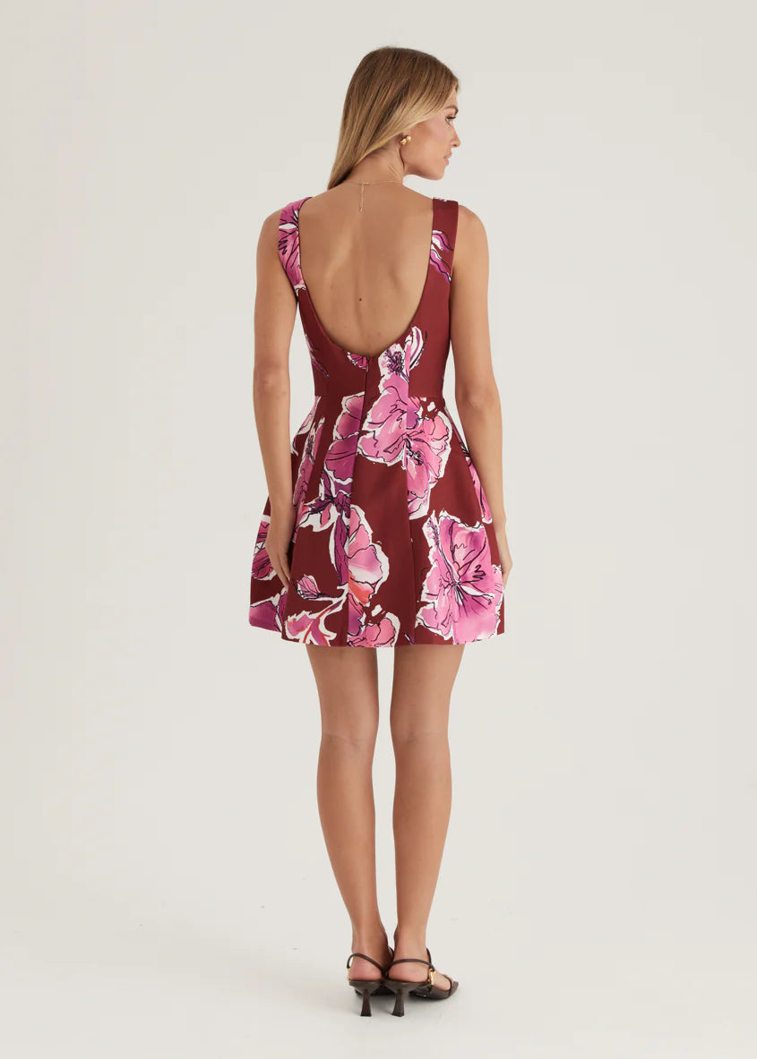 Clarissa Dress - Wine Floral