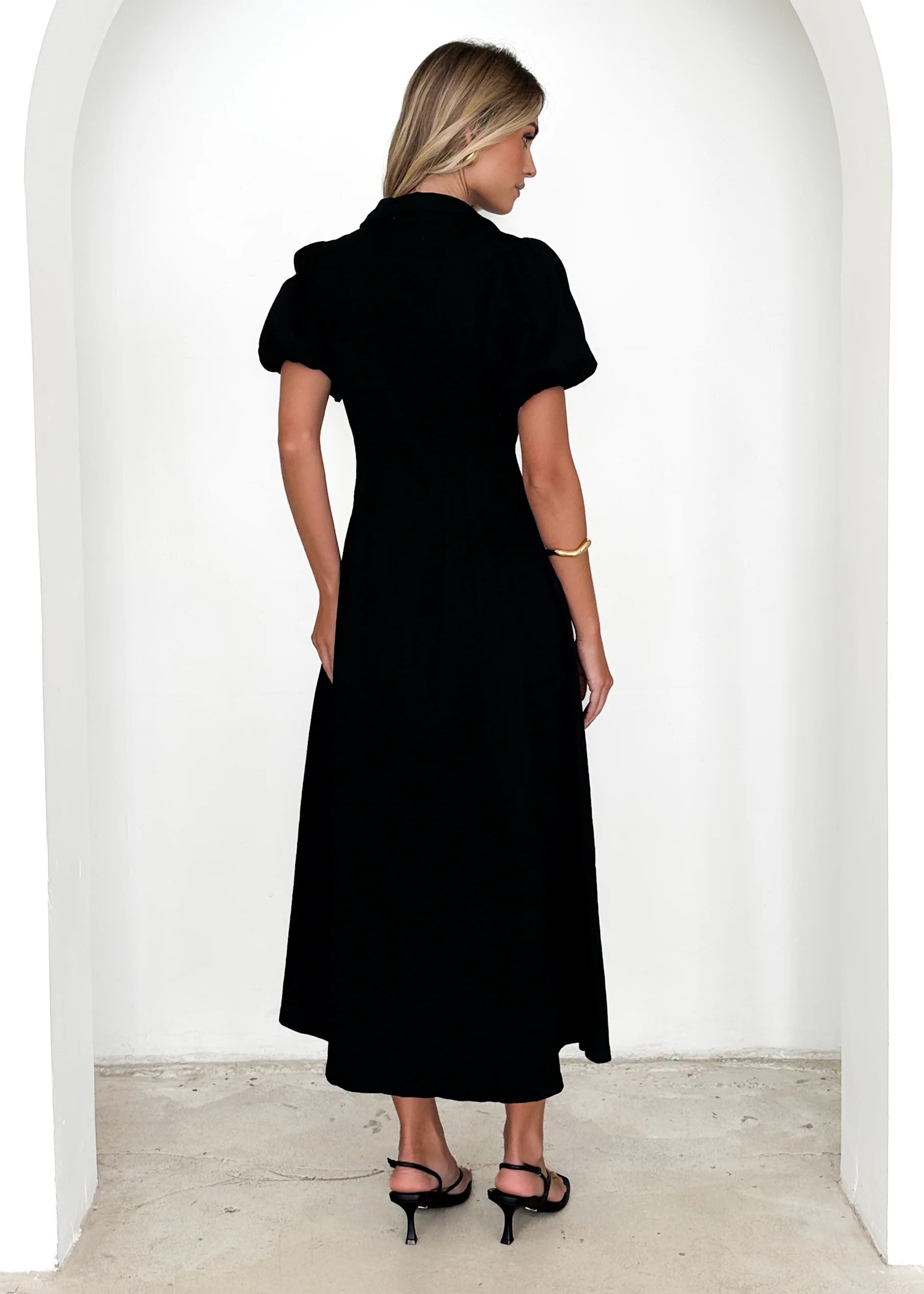 Acer Denim Midi Dress - Black