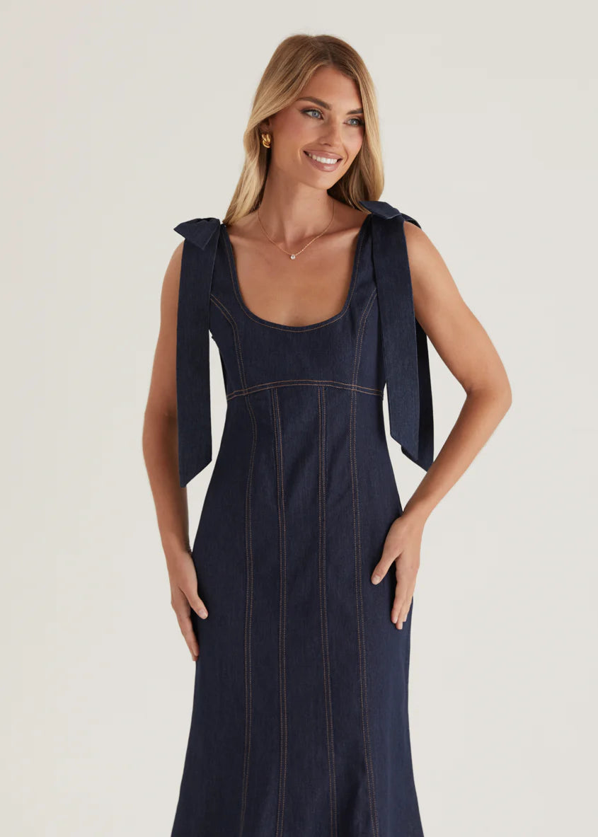 Adeline Denim Midi Dress - Indigo