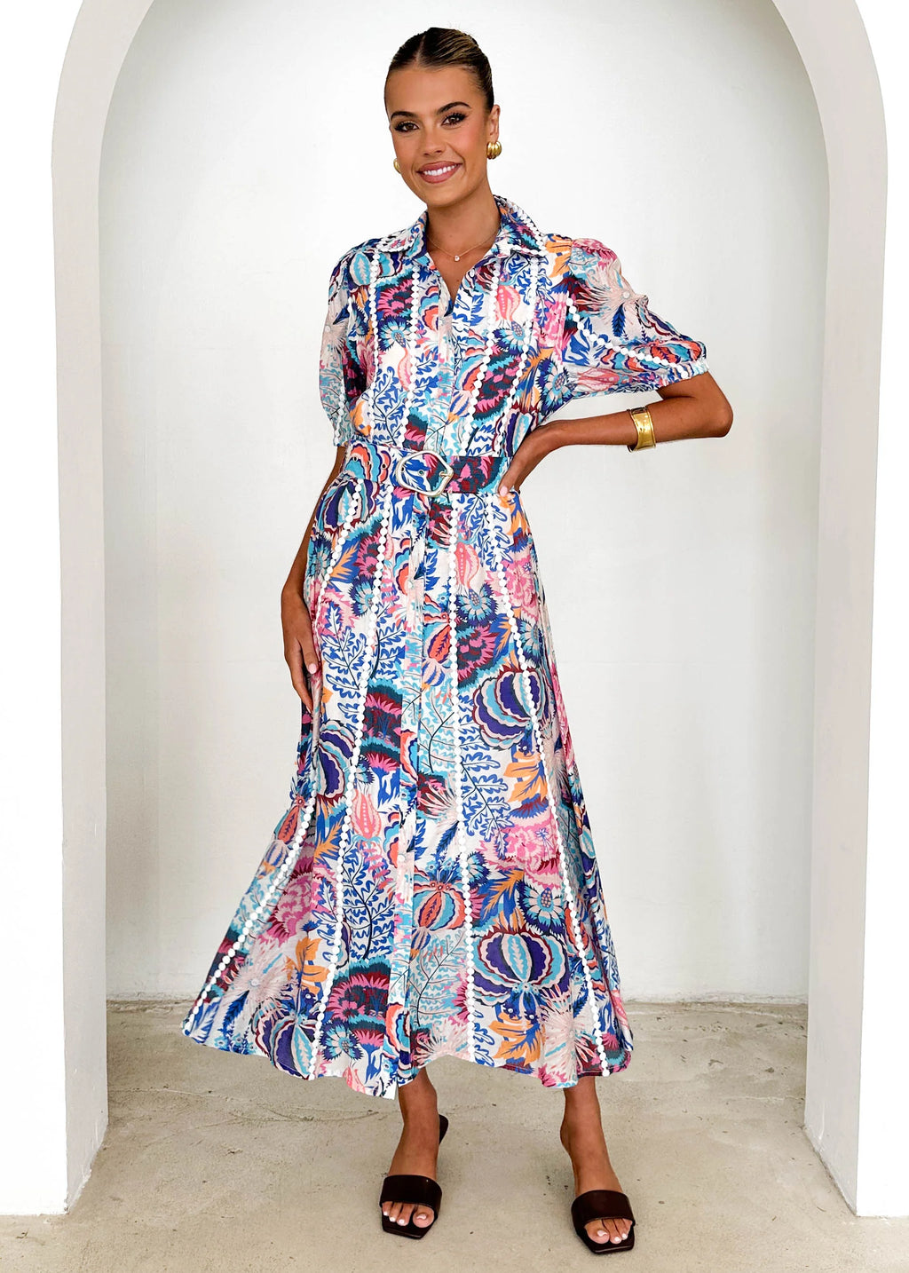 Mannia Maxi Dress - Blue Peacock