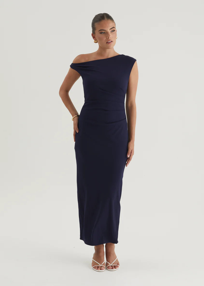 Elsea One Shoulder Maxi Dress - Navy