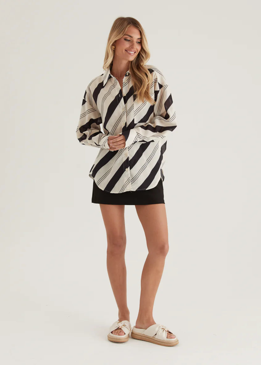 Jessa Shirt - Black Stripe