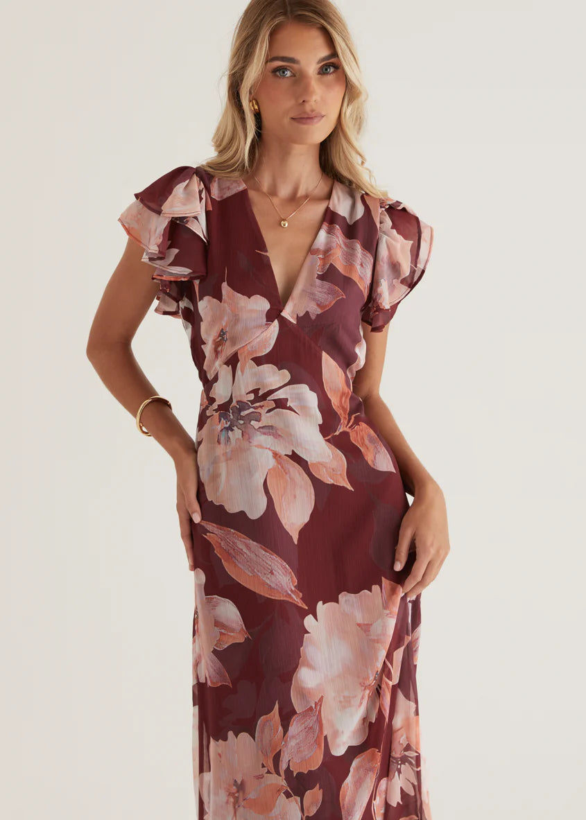 Rhapsody Maxi Dress - Burgundy Floral