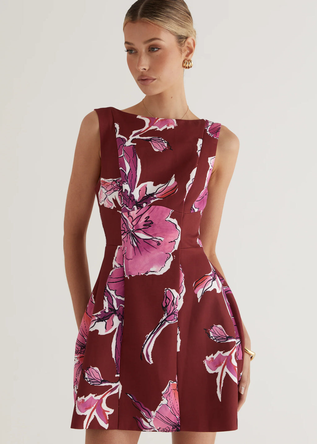 Clarissa Dress - Wine Floral