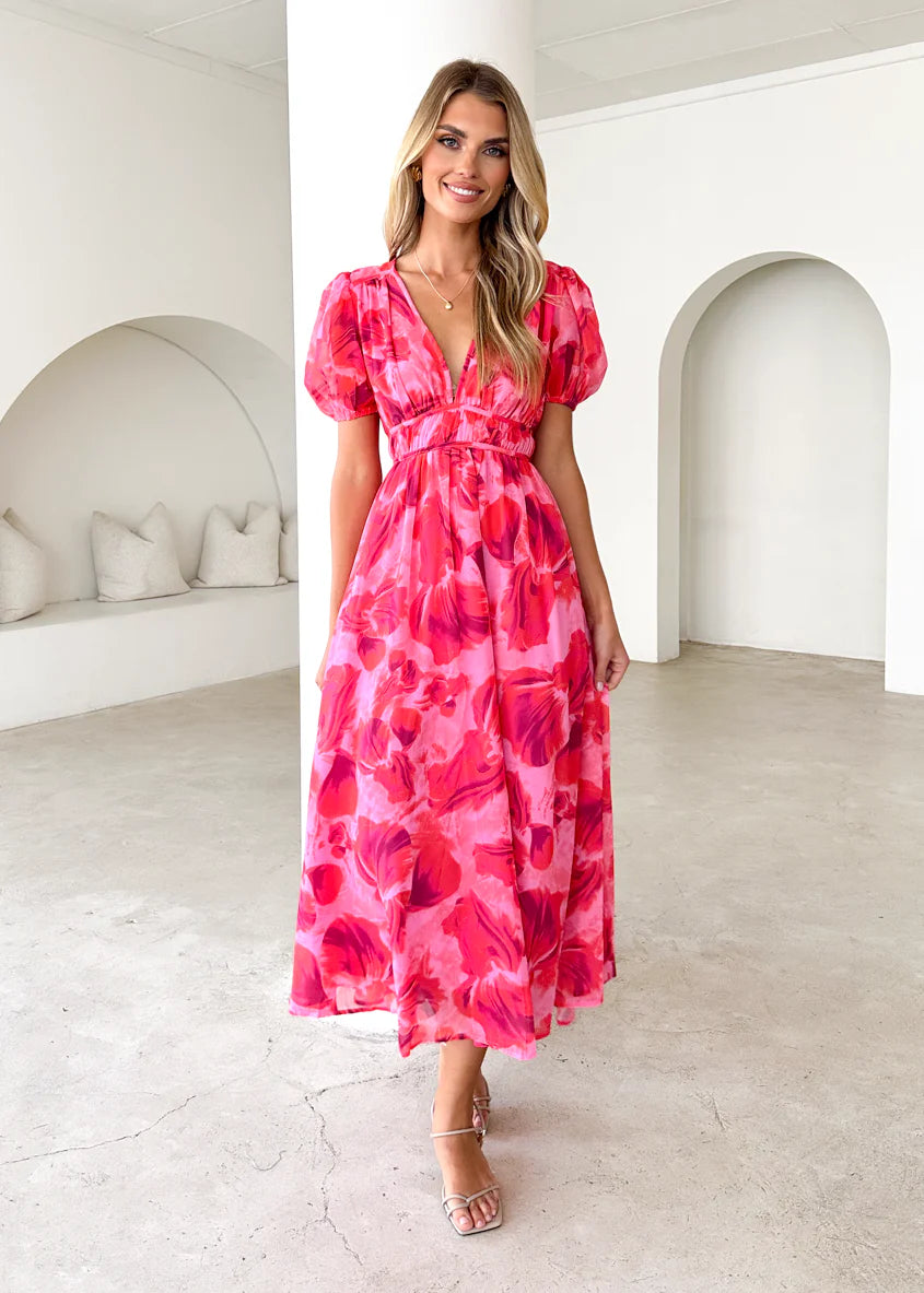 Wynne Maxi Dress - Magenta Floral