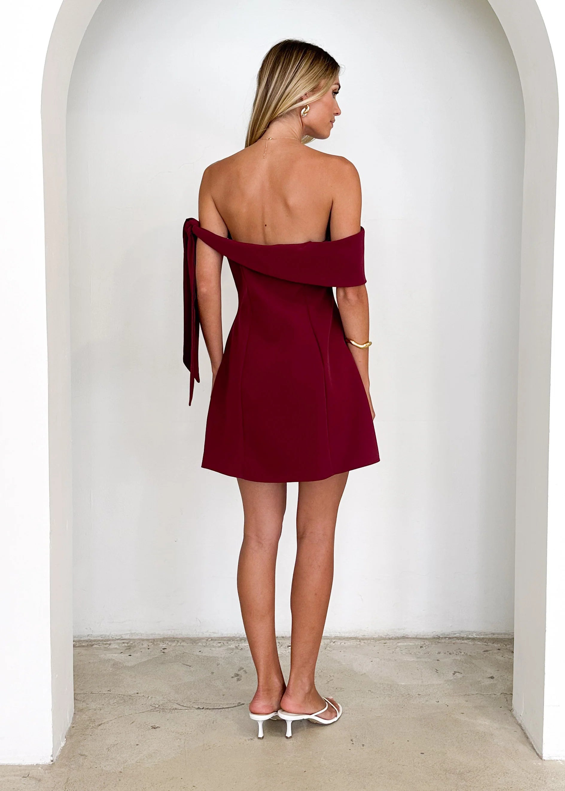 Totem Off Shoulder Dress - Wine