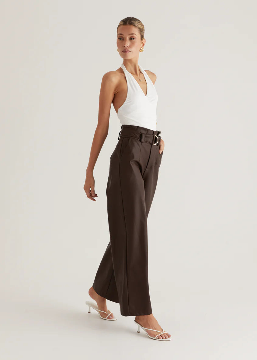 Mariah PU Pants - Espresso