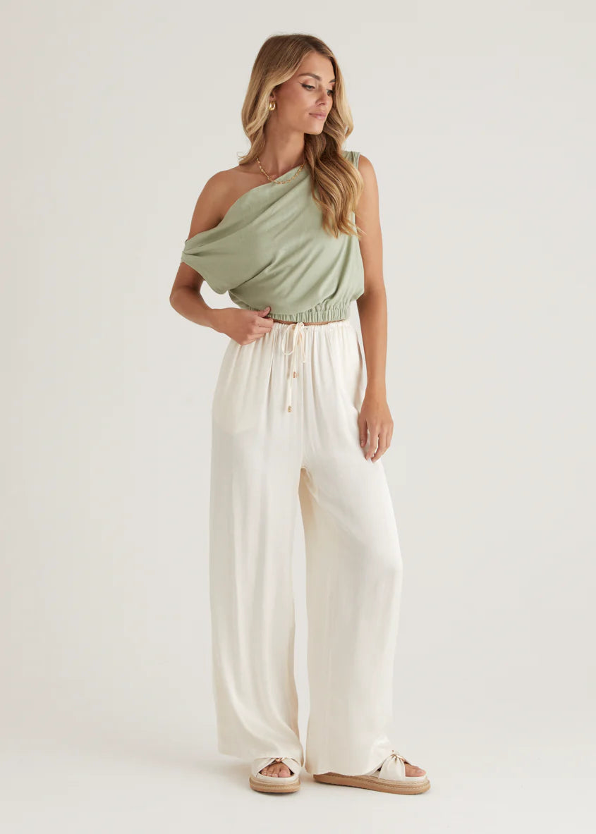 Emiko One Shoulder Crop - Sage