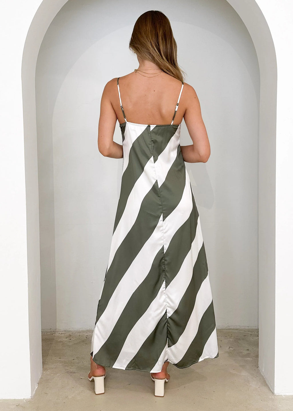 Kaela Maxi Dress - Khaki Stripe