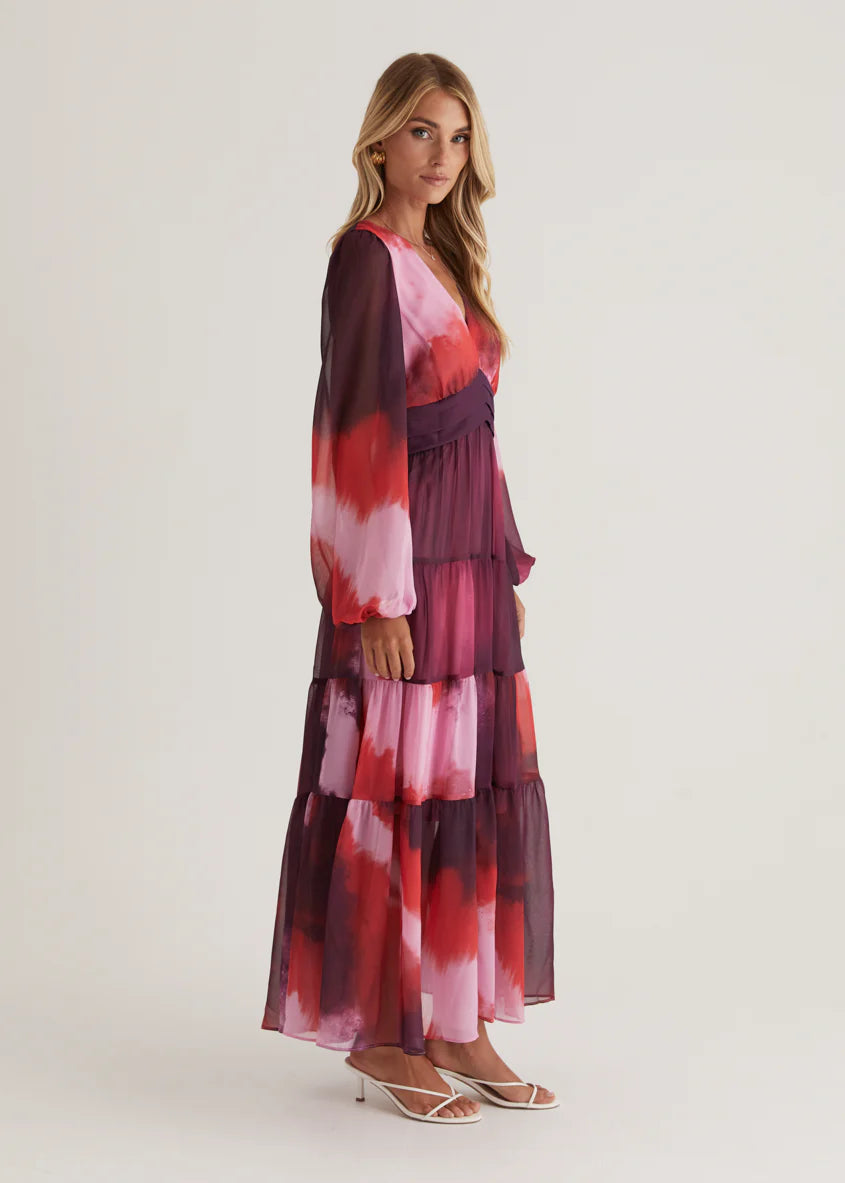 Mayella Maxi Dress - Plum Tie Dye