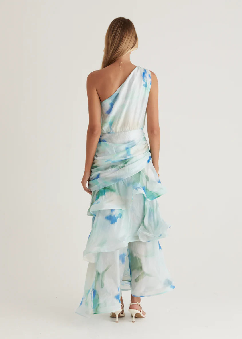 Zaba One Shoulder Maxi Dress - Mint Haze