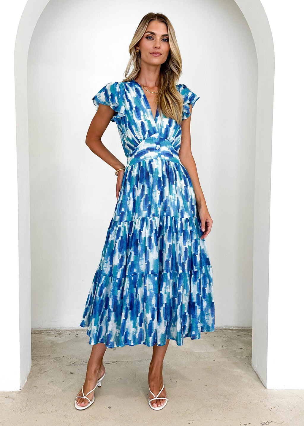 Gatsby Midi Dress - Blue Splash