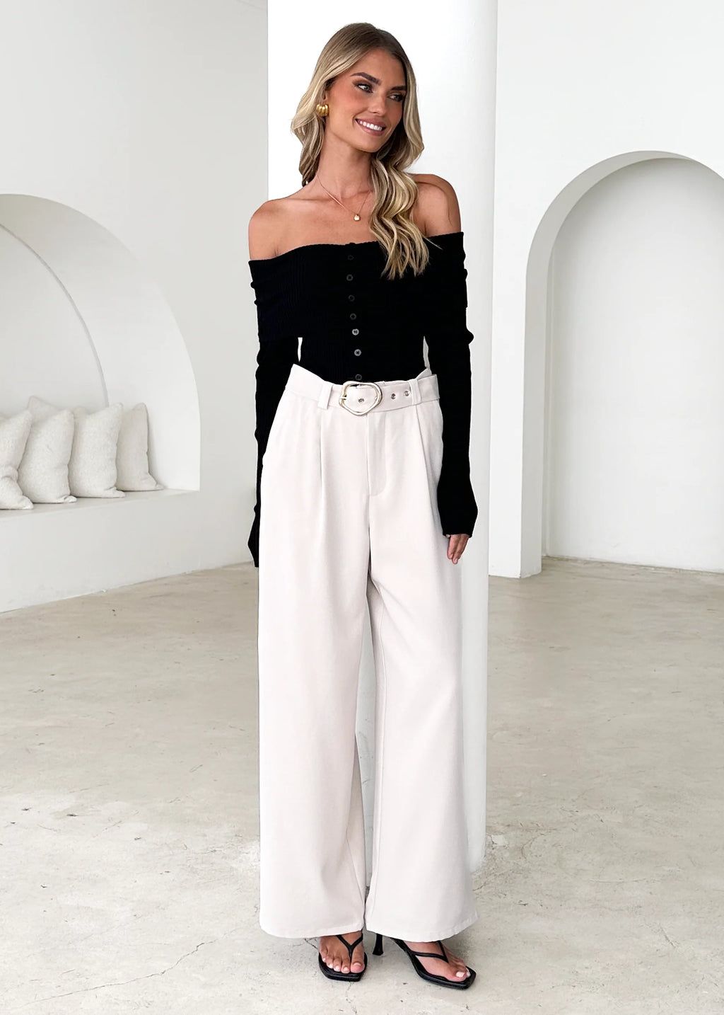 Talulah Off Shoulder Knit Top - Black