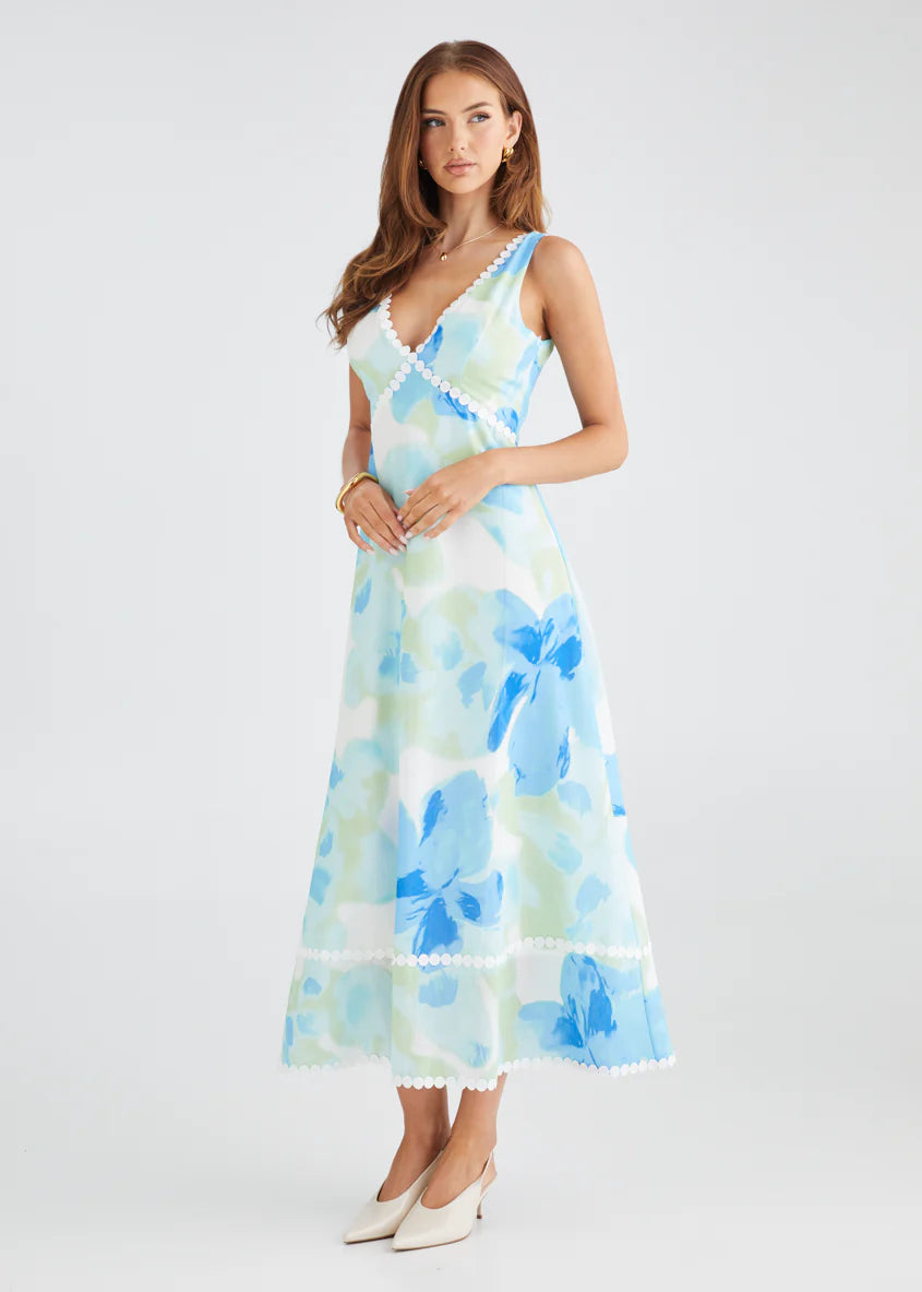 Atlas Maxi Dress - Blue Watercolour