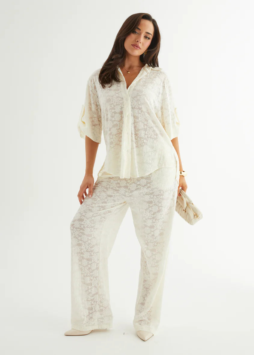 Natassia Lace Shirt - Off White