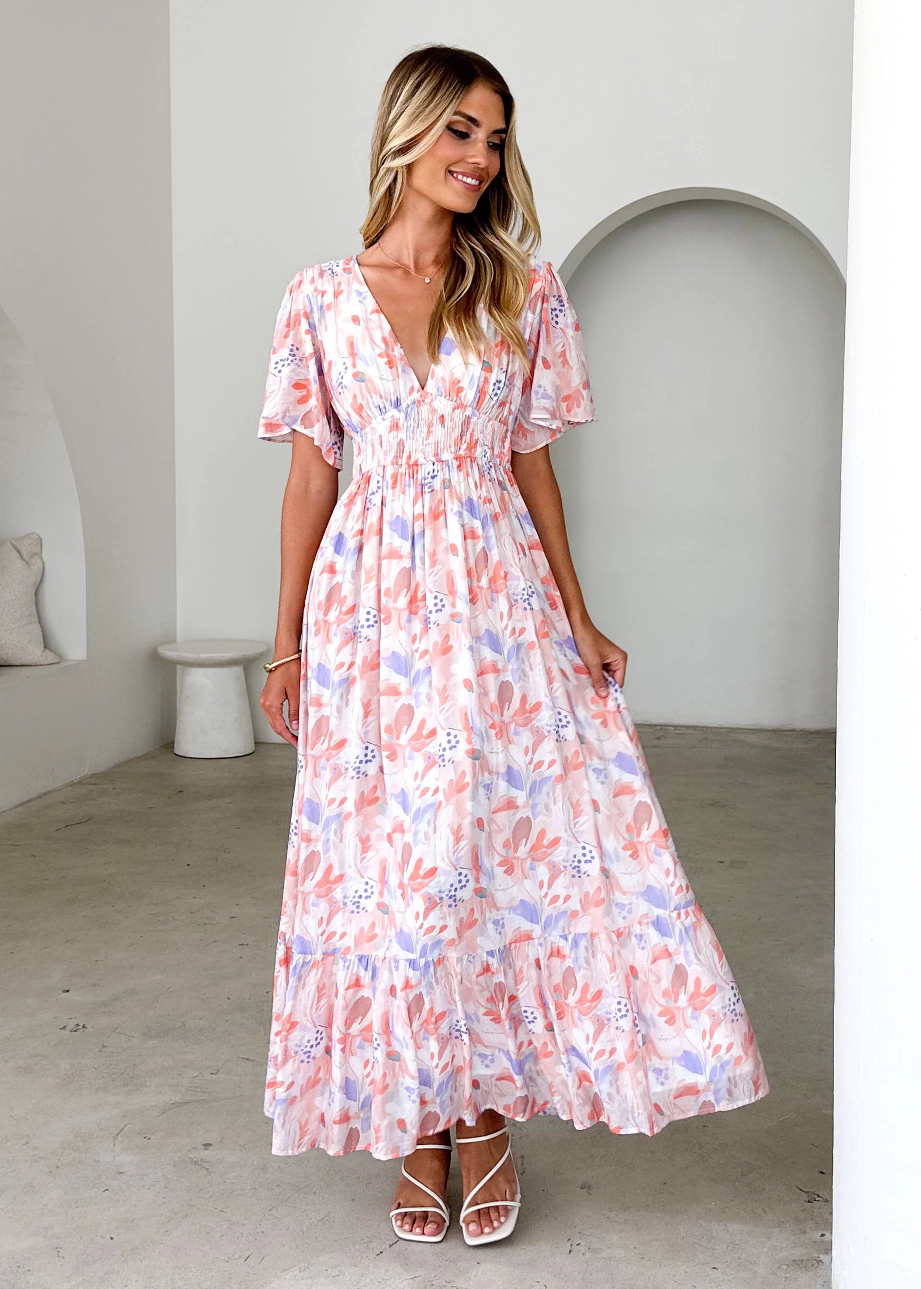 Brava Maxi Dress - Peach Floral
