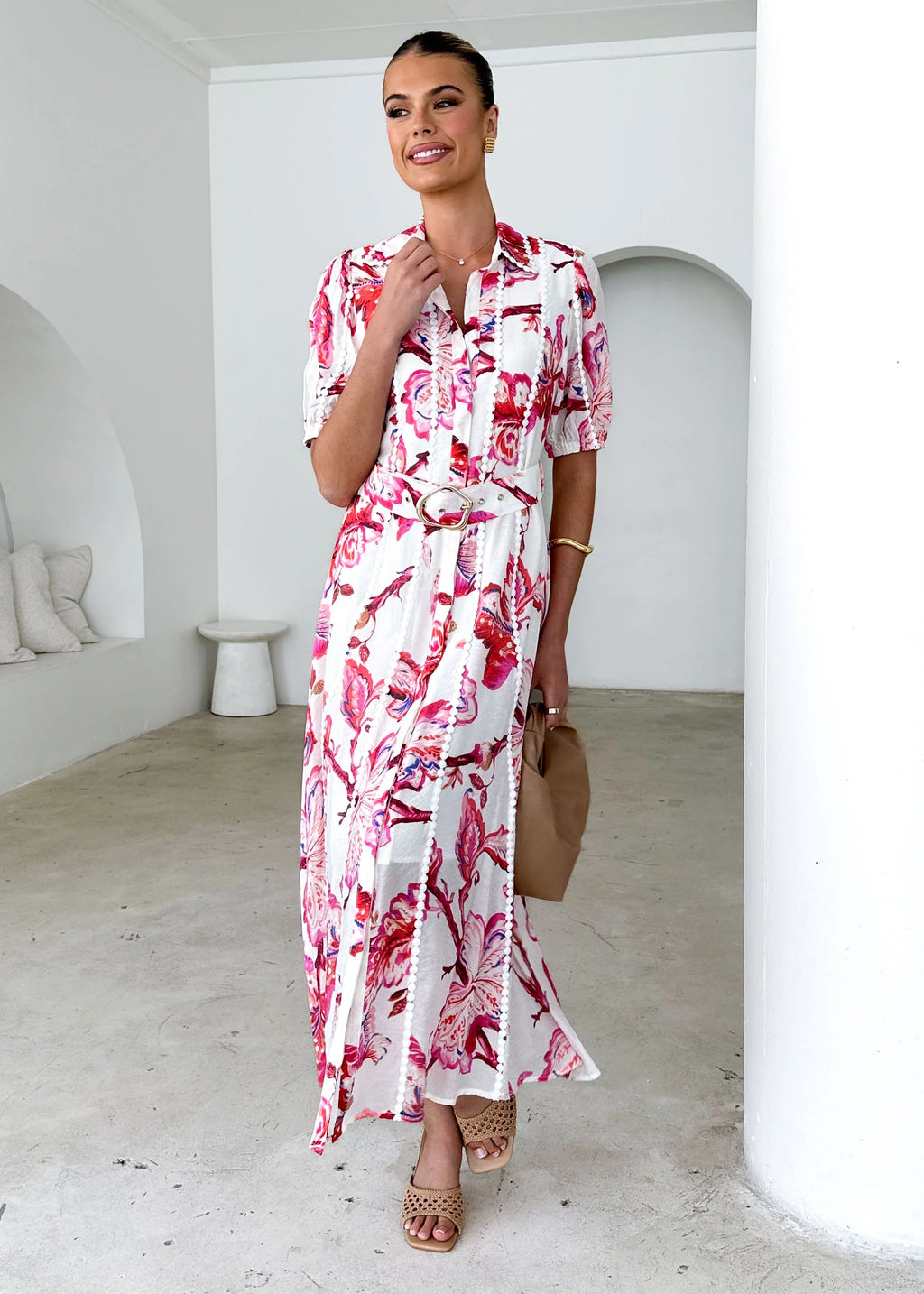 Mannia Maxi Dress - Red Floral