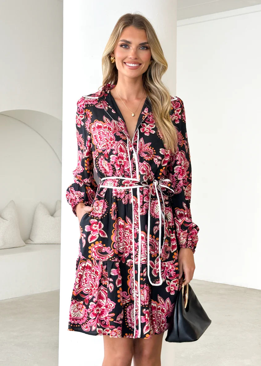 Skyler Dress - Black Paisley