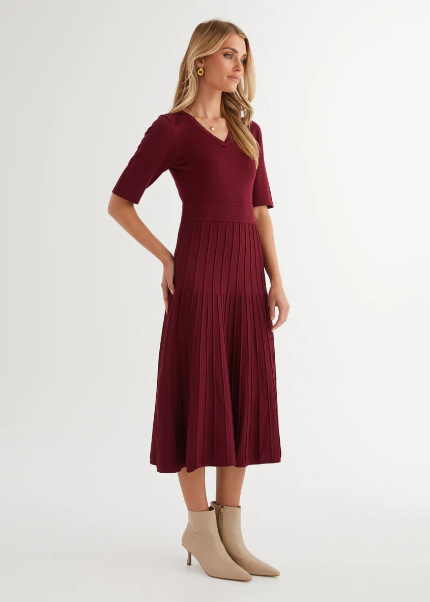 Acler Knit Midi Dress - Burgundy