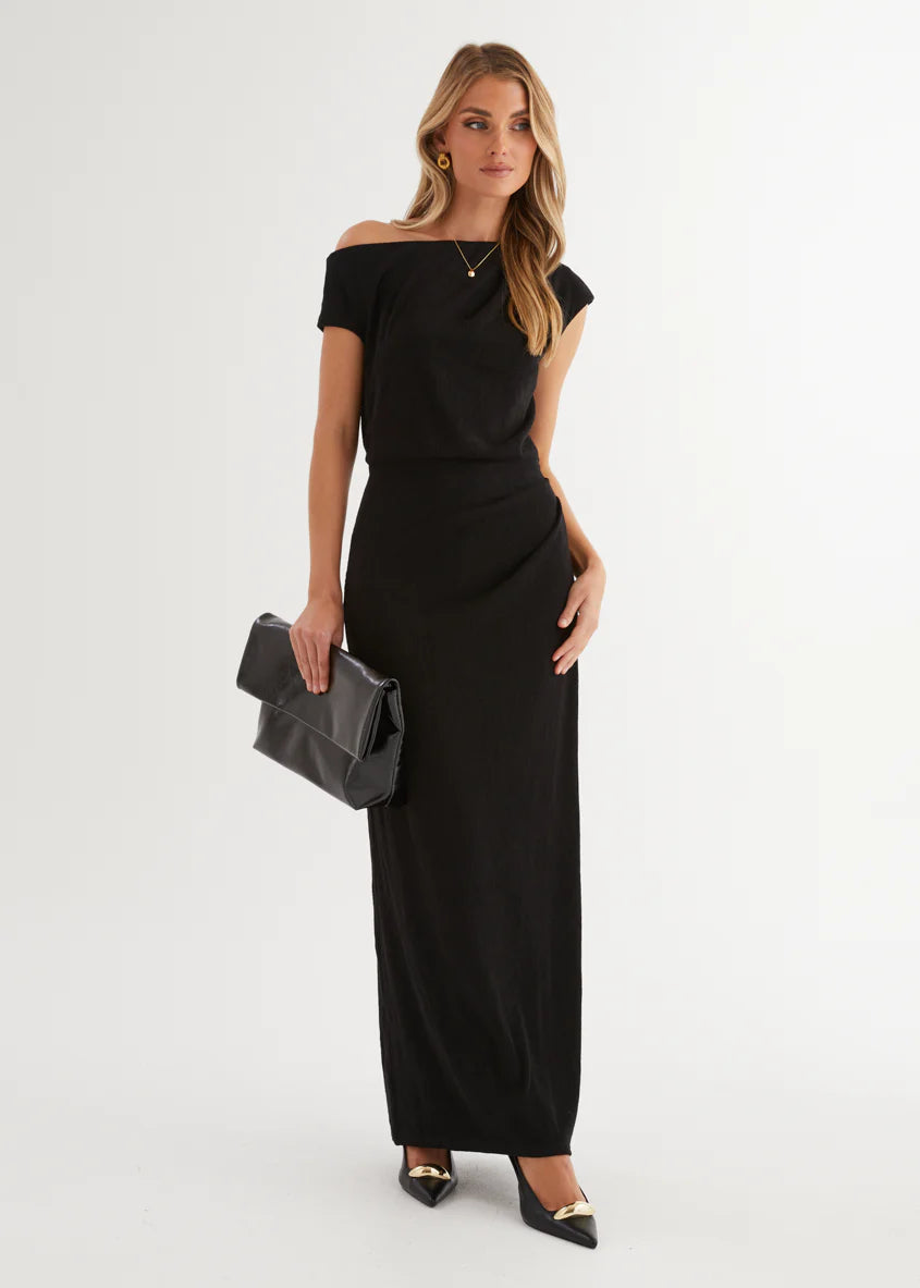 Tarni One Shoulder Maxi Dress - Black