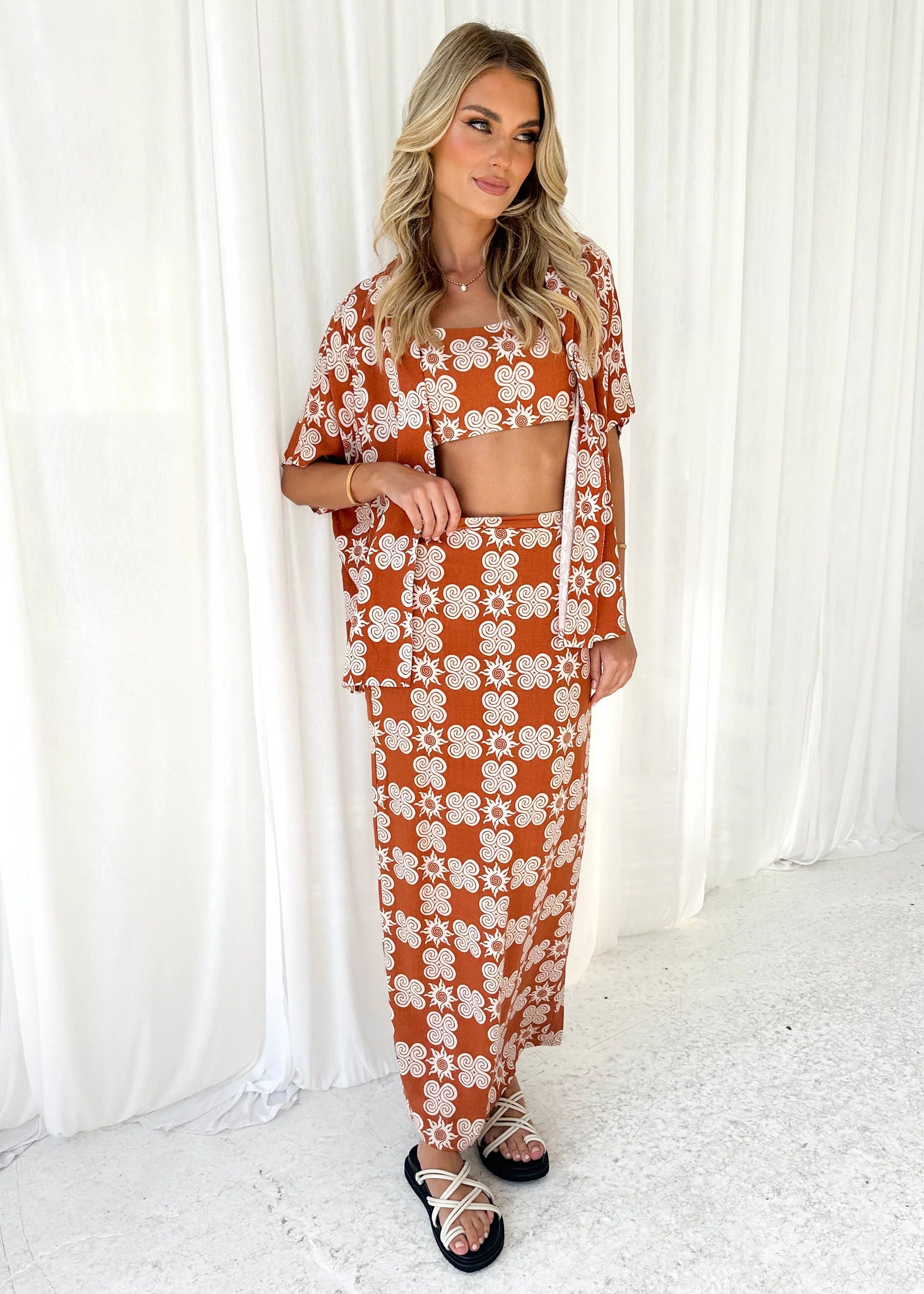 Trista Maxi Skirt - Burnt Orange Soleil