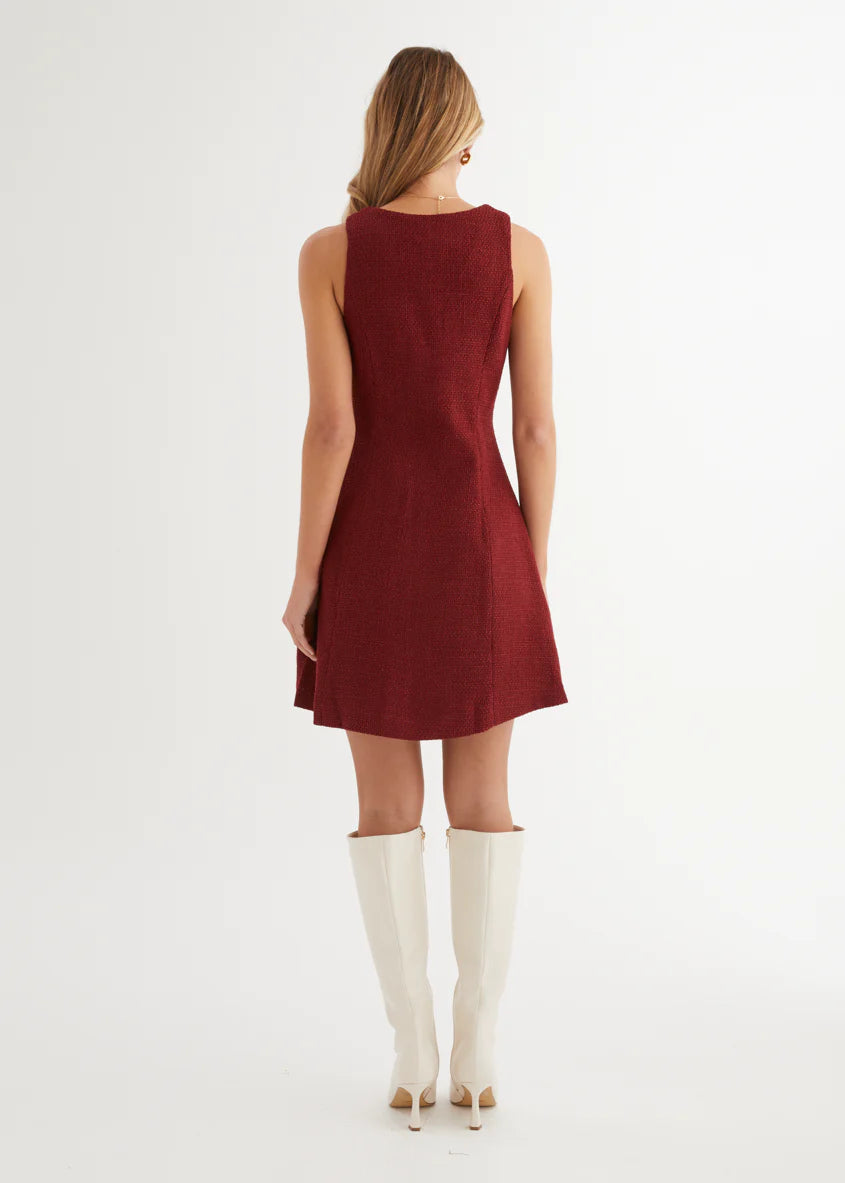 Miracle Tweed Dress - Merlot