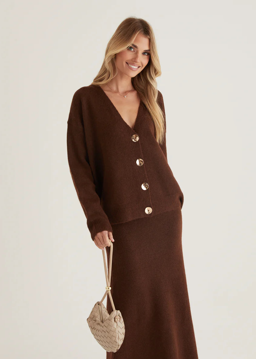 Stasia Knit Maxi Skirt - Brown