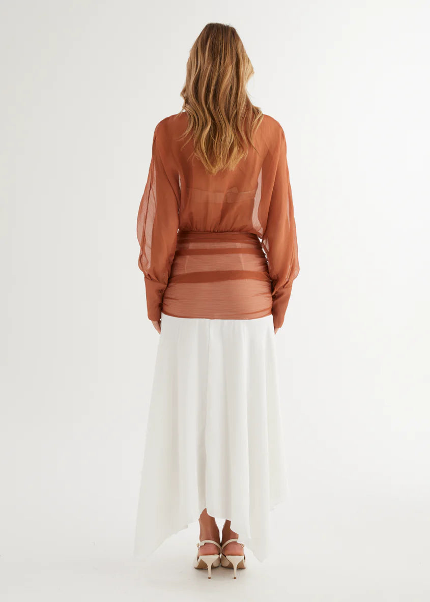 Starshine Midi Dress - Rust Splice