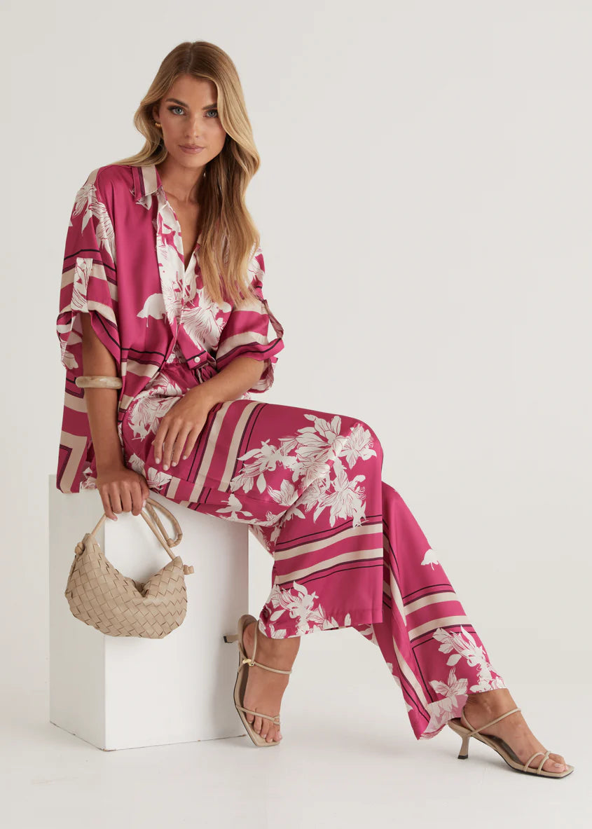 Kaycie Shirt - Magenta Floral