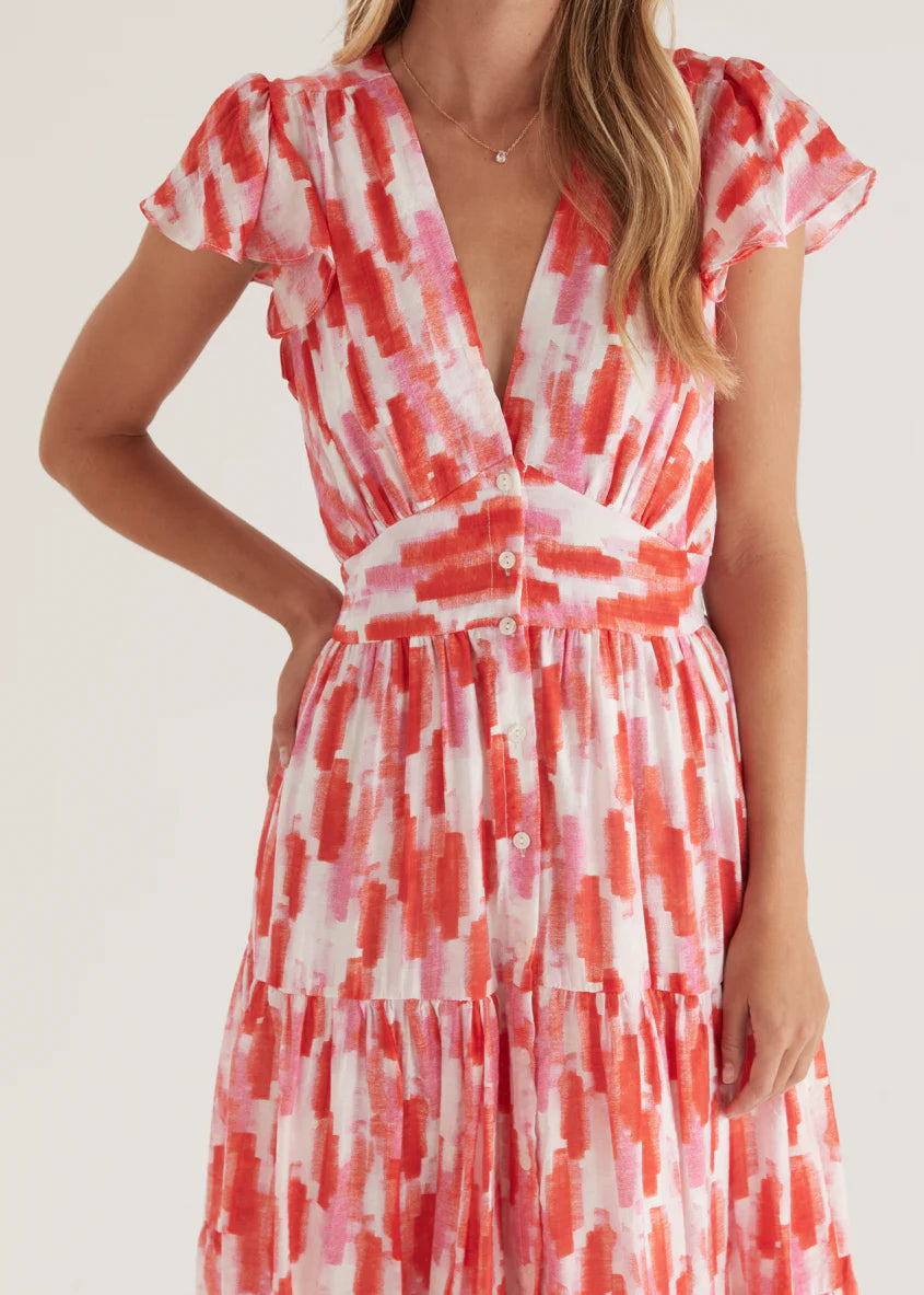 Gatsby Midi Dress - Red Splash