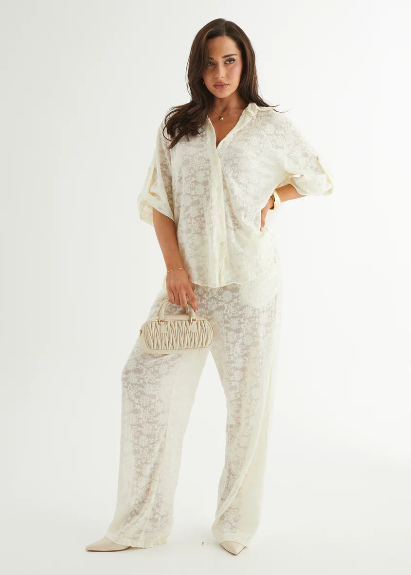 Natassia Lace Shirt - Off White