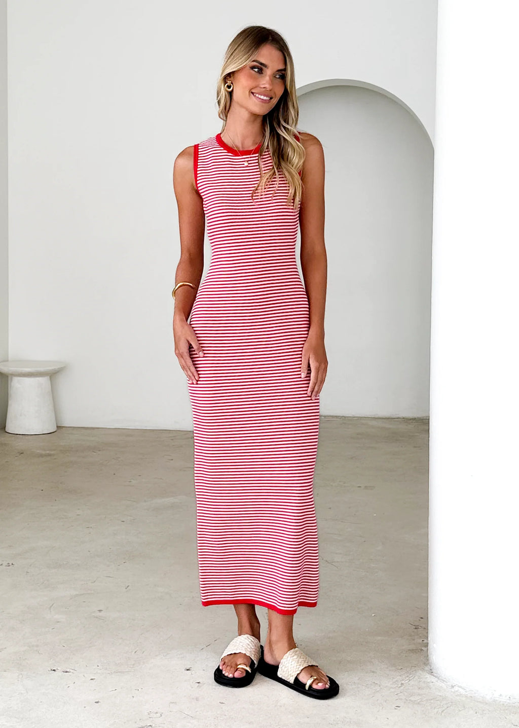 Elerey Knit Maxi Dress - Red Stripe