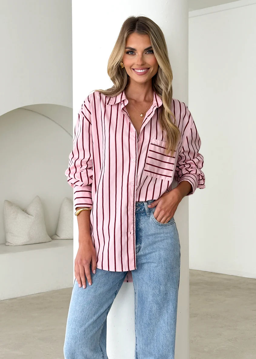 Poppy Shirt - Pink Stripe