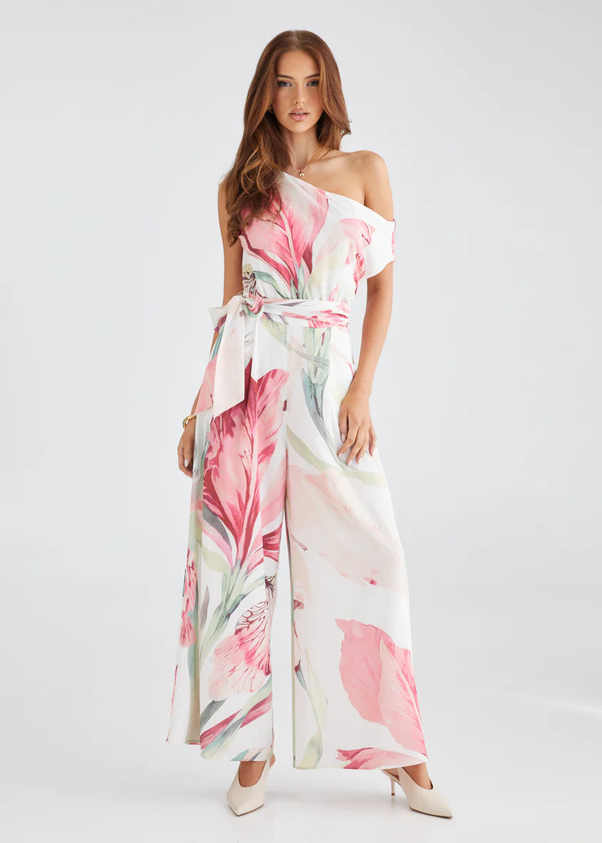Ara Drop Shoulder Pantsuit - Pink Oasis