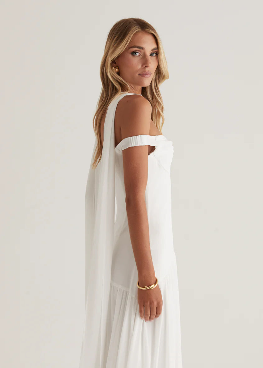 Kirah Off Shoulder Maxi Dress - Off White
