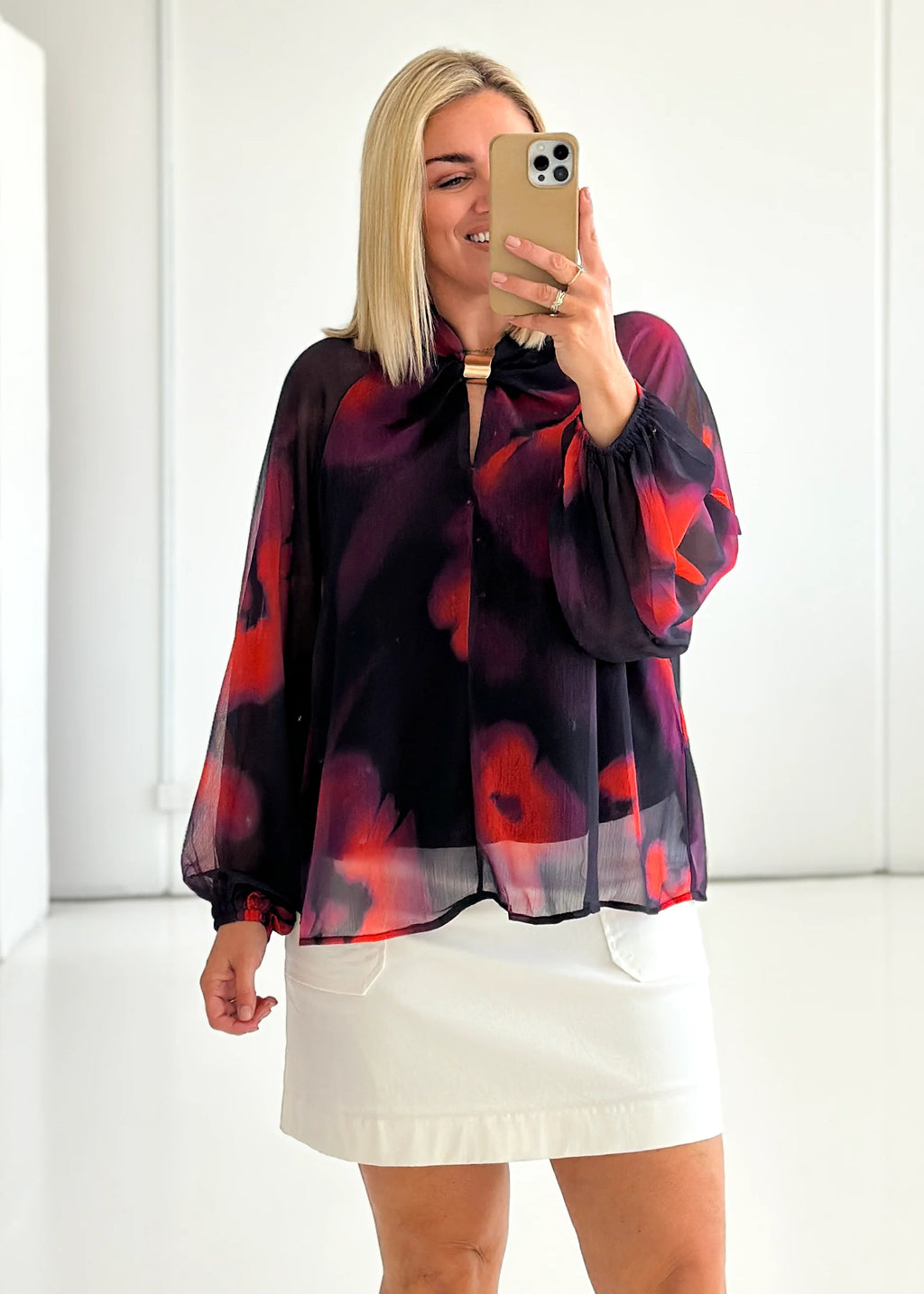 Magnolia Blouse - Black Watercolour