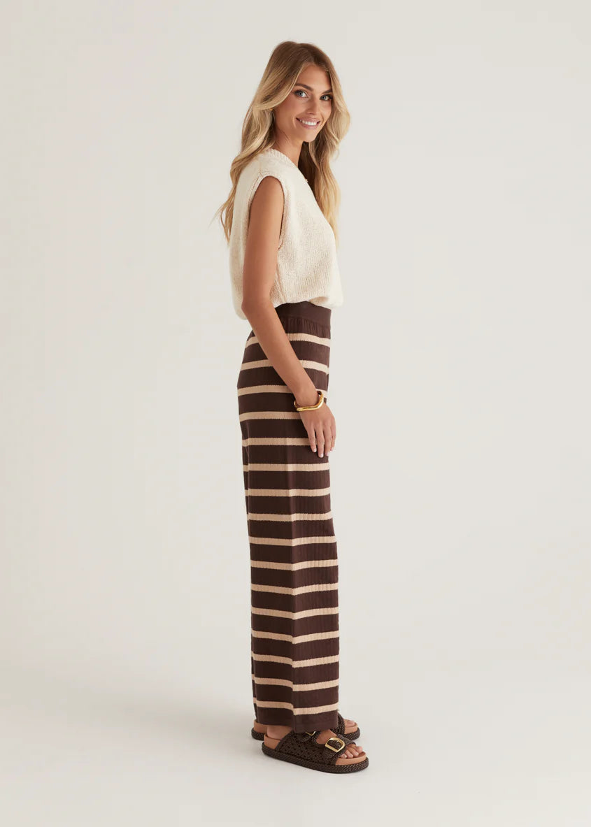 Rayla Knit Pants - Choc Stripe